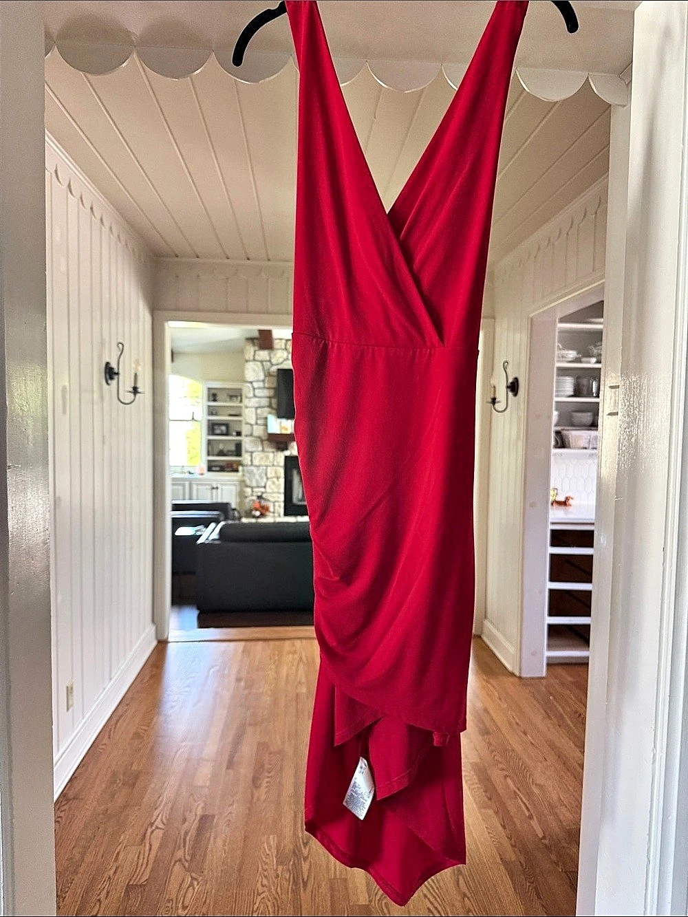 BCBGeneration Red Draped Midi Dress Size Medium Like New